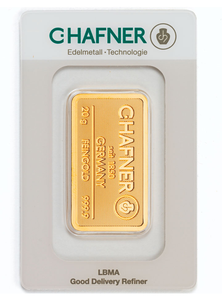 20g bullion gold bar chafner